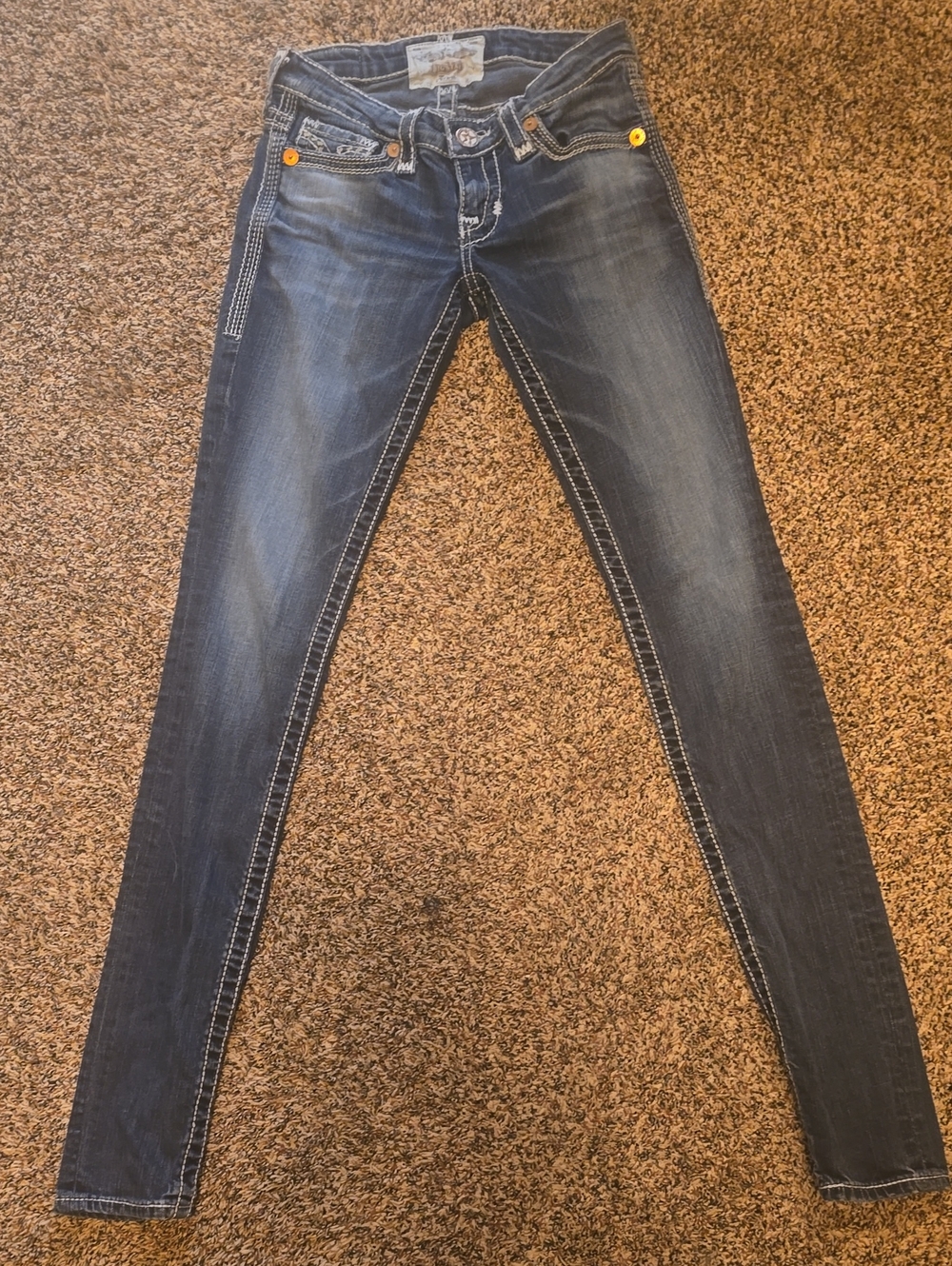 Big Star Women's Janae Dark Blue Skinny Jeans 25 L with Contrast Stitching